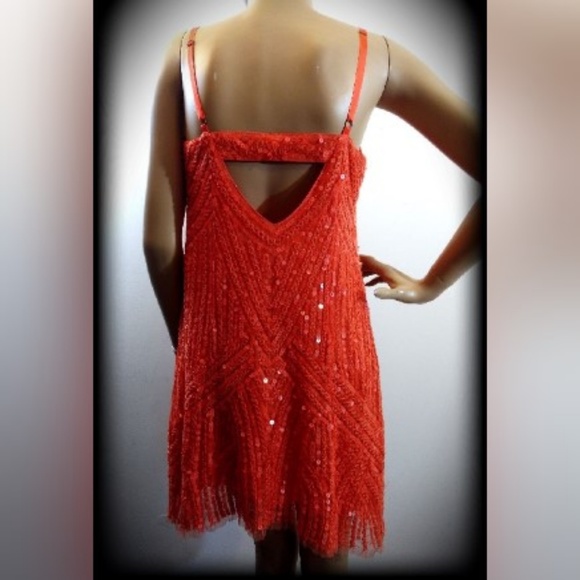 NWT Free People Coral Sequin Mesh Asymmetric Dress - Picture 7 of 10